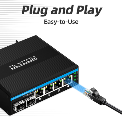 Mini 6 port gigabit Ethernet switch poe switch din rail 2 sfp+ 4 RJ45 DC48-52V dual power input
