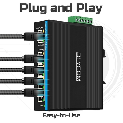 5 Port Gigabit Poe + Sakelar E-Mark Sakelar Ethernet DC48V Sakelar Poe Din-Rail Input Daya Ganda