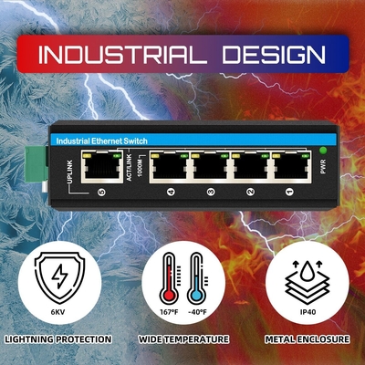 5 Port Gigabit Poe + Sakelar E-Mark Sakelar Ethernet DC48V Sakelar Poe Din-Rail Input Daya Ganda