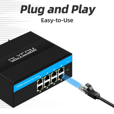 Sakelar ethernet port gigabit 8 industri E-Mark 8*RJ45 sakelar jaringan luar ruangan