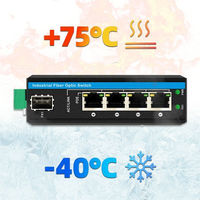 Sakelar Poe Luar Ruangan Gigabit 5 Port Sakelar Serat Industri Mini Sakelar Rel IP40 Din