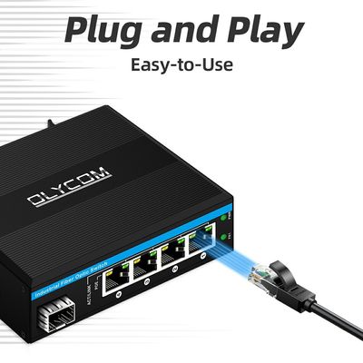 Sakelar Poe Luar Ruangan Gigabit 5 Port Sakelar Serat Industri Mini Sakelar Rel IP40 Din