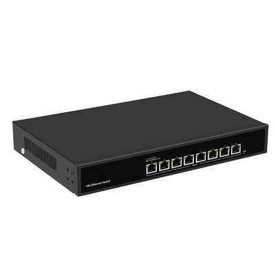 8 Port 10G Ethernet Switch Tidak dikelola Kecepatan Sensor Otomatis Masukan AC Tunggal tanpa kipas