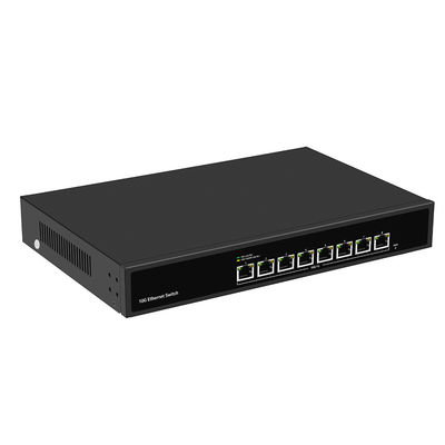 8 Port 10G Ethernet Switch Tidak dikelola Kecepatan Sensor Otomatis Masukan AC Tunggal tanpa kipas