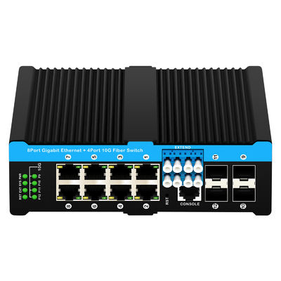 12 port 10G L2/L3 managed poe+ switch switch bypass optik 4*10G sfp +8 RJ45 din-rail ethernet switch