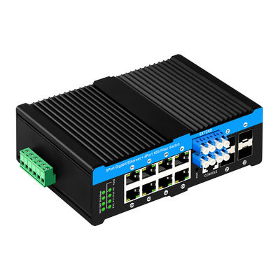 12 port 10G L2/L3 managed poe+ switch switch bypass optik 4*10G sfp +8 RJ45 din-rail ethernet switch