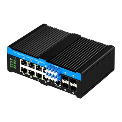 12 port 10G L2/L3 managed poe+ switch switch bypass optik 4*10G sfp +8 RJ45 din-rail ethernet switch