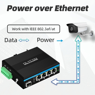 5 Port Industrial POE Network Switch DC12/24/48V Input 1SFP+4RJ45 Gigabit Ethernet Switch