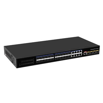 24 Port 10G Fiber Switch dengan 8 Gigabit Combo SFP/RJ45 L3 Managed 1U Rack