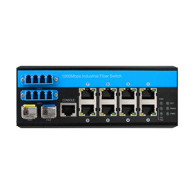 8 Port Bypass Managed Ethernet Switch 2.5G Perlindungan Optik Industri Serat DIN Dipasang