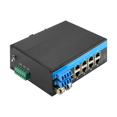 8 Port Industrial Bypass Managed Ethernet Switch 2.5G Perlindungan Serat Optik Chip Vitesse