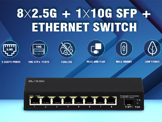10G Ethernet Switch Unmanaged Network Switch 8*2.5G RJ45+1*10G Port SFP