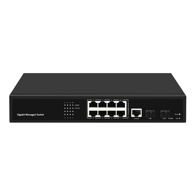 Sakelar Jaringan Gigabit Terkelola 8 Port Berbasis Realtek SFP Fiber Uplink Input AC CE Tanpa Kipas