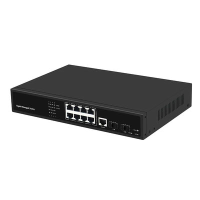 Sakelar Jaringan Gigabit Terkelola 8 Port Berbasis Realtek SFP Fiber Uplink Input AC CE Tanpa Kipas
