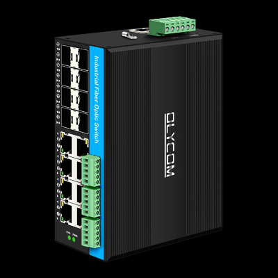 Managed 16 Port Gigabit Poe Switch Din-rail Network Switch 8RJ45+8SFP Dengan 4*RS485+2*CAN BUS