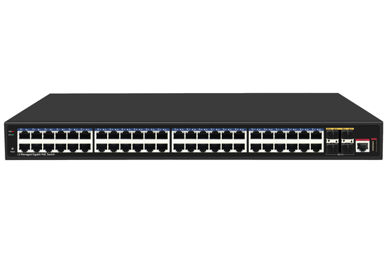48 Port 10G Poe Switch L3 Managed Ethernet Switch dengan 48*Gigabit Poe Ports+4*10G Sfp+ Ports