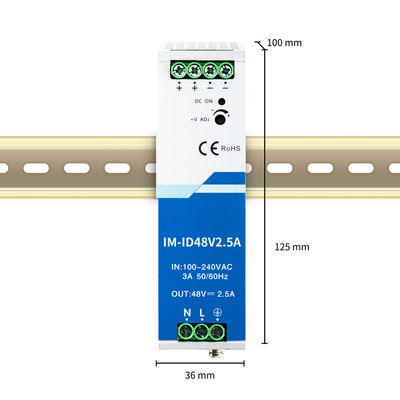 Adaptor Daya Industri 120W 48V 2.5A Din Rail Wide AC/DC Input CE UL Terdaftar