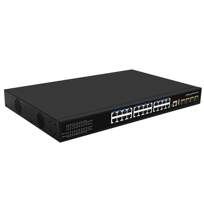 24 port poe switch 10g fiber300w anggaran usb konsol l3 dikelola input ac dikelola