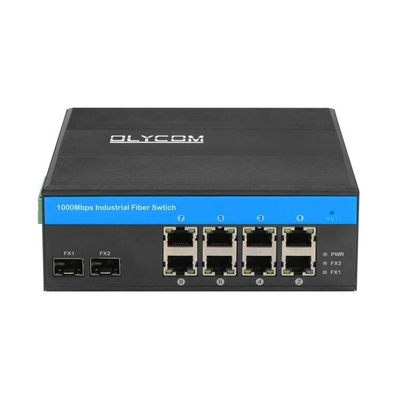 10 Port Gigabit Industrial Network Switch SFP Fiber Uplink Din Rail Tidak dikelola