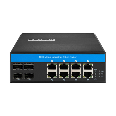 8 port Gigabit POE Switch Industrial Ethernet Switch 4SFP+8RJ45 DC48V Masukan daya ganda