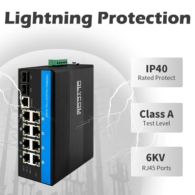 8 port switch Ethernet industri lapisan 2 managed switch DC12/24/48V Masukan daya ganda