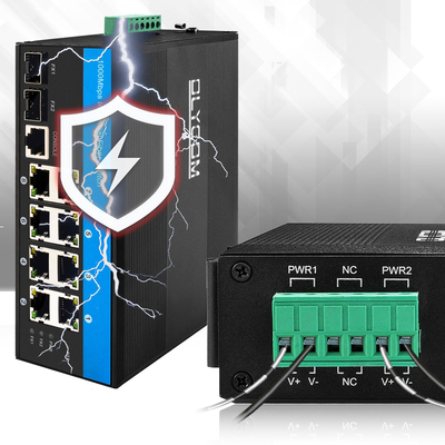 8 port switch Ethernet industri lapisan 2 managed switch DC12/24/48V Masukan daya ganda