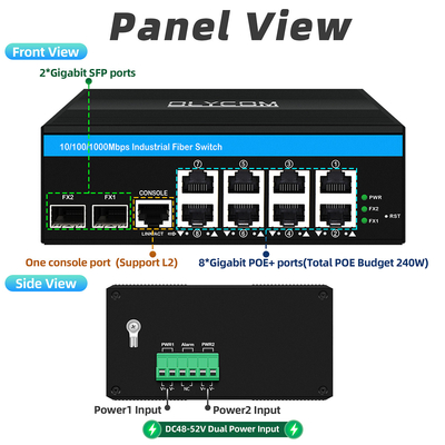 8 Port Gigabit Managed Poe Switch Industrial Ethernet Switch dengan 2SFP+8 RJ45