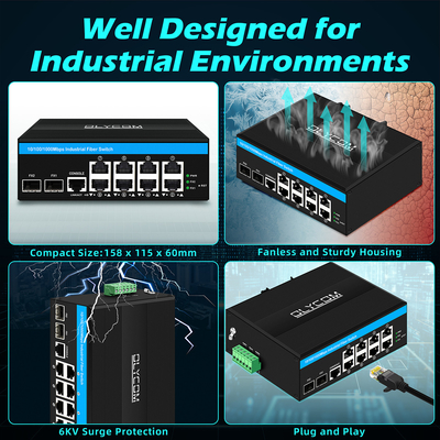 8 Port Gigabit Managed Poe Switch Industrial Ethernet Switch dengan 2SFP+8 RJ45