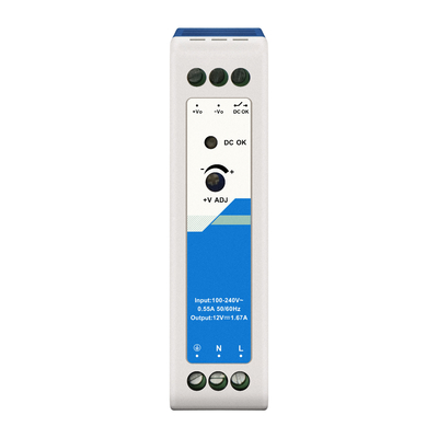 12V Din Power Supply Plastik 1.67A 20W AC/DC Input CE UL Daftar Industri Grade