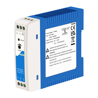 Adaptor Daya Industri 24V CE UL Terdaftar 1A Output AC/DC Dual Input DIN Rail
