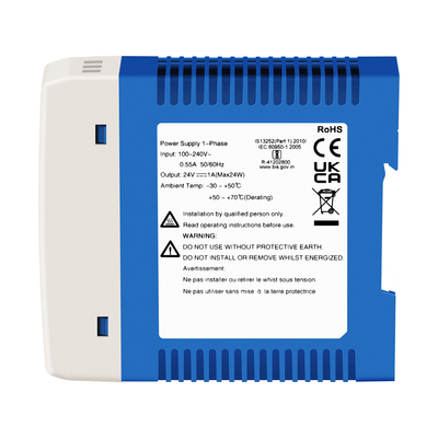 Adaptor Daya Industri 24V CE UL Terdaftar 1A Output AC/DC Dual Input DIN Rail