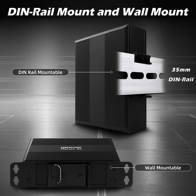 Gigabit Optical Fiber Converter DIN Network Switch DC12-52V Dual Power Input