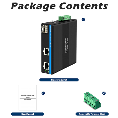 Gigabit Optical Fiber Converter DIN Network Switch DC12-52V Dual Power Input
