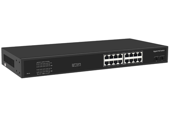 16 Port Gigabit Ethernet Switch AF/AT POE Switch AC 100-240V Input Daya