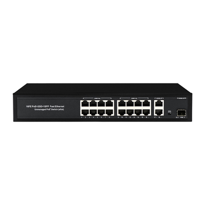 16 Port Gigabit Poe Switch Fiber Network Switch diperpanjang 250m 300W