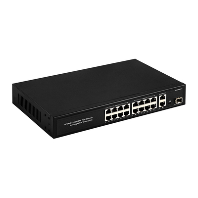 16 Port Gigabit Poe Switch Fiber Network Switch diperpanjang 250m 300W