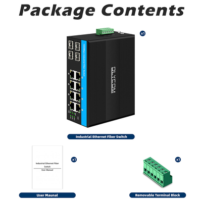 12 Port Industrial Ethernet Switch DIN Network Switch 4SFP+8RJ45 DC12-52V Suplai Daya Ganda