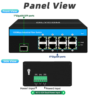 8 Port Gigabit Switch Industrial Ethernet Switch IP40 Pabrik OEM