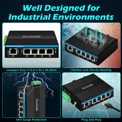 5 Port Gigabit Switch E-Mard Sakelar Ethernet Industri Bersertifikat