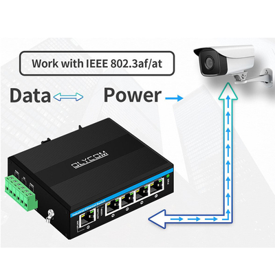 Sakelar PoE Bertenaga Surya atau Baterai 4 Port Gigabit Jaringan Input Ganda 12V/24V/48VDC CE