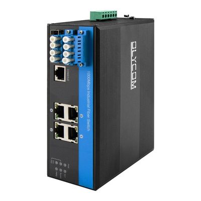 Sakelar Ethernet Terkelola Industri dengan Fungsi Bypass D2*2B Konektor SM LC Tingkat Perlindungan IP40 untuk Perlindungan Saluran Optik