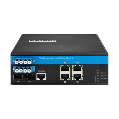 L2 Managed Industrial Switch with 2*2B Bypass Function SM LC Connector for Protecting Optical Line