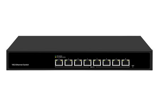 Sakelar Ethernet 8 Port 10G 8*10G Port Ethernet Mendukung 100/1000M/2500M/5G/10G