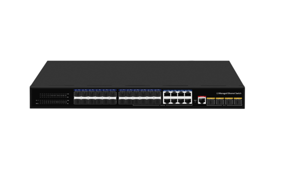 Sakelar Ethernet Desktop 10G L3 Managed Optical Fiber Switch 24*1.25G Port RJ45 + 4*10G Port SFP+ Fiber