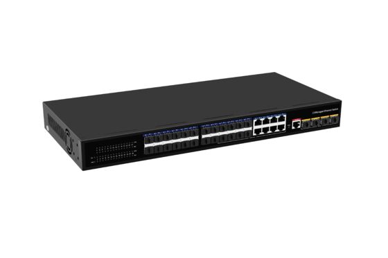 Sakelar Ethernet Desktop 10G L3 Managed Optical Fiber Switch 24*1.25G Port RJ45 + 4*10G Port SFP+ Fiber