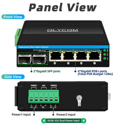 Sakelar POE Gigabit sakelar ethernet tidak terkelola 120W poe af/at Input daya DC48V