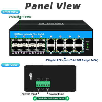 Unmanaged Poe Switch Gigabit 16 port switch PoE af/at/bt anggaran 240w untuk penggunaan luar ruangan