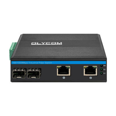 Saklar POE Industri dengan 2 Port SFP + 2 Port RJ45 Perlindungan Lonjakan 6KV dan Input Daya DC48V untuk Penggunaan Luar Ruangan