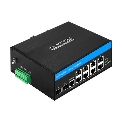 Sakelar PoE Industrial Terkelola 8 Port Gigabit SFP Fiber 240W Actice PoE DC48V DIN Rail