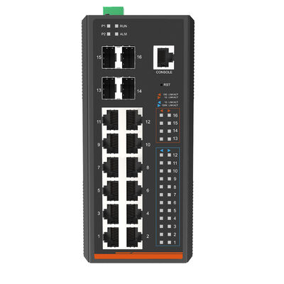 Sakelar Ethernet TSN Terkelola L3 Industri 16 Port 10G Fiber Uplink IEEE 1588v2 DIN Rail